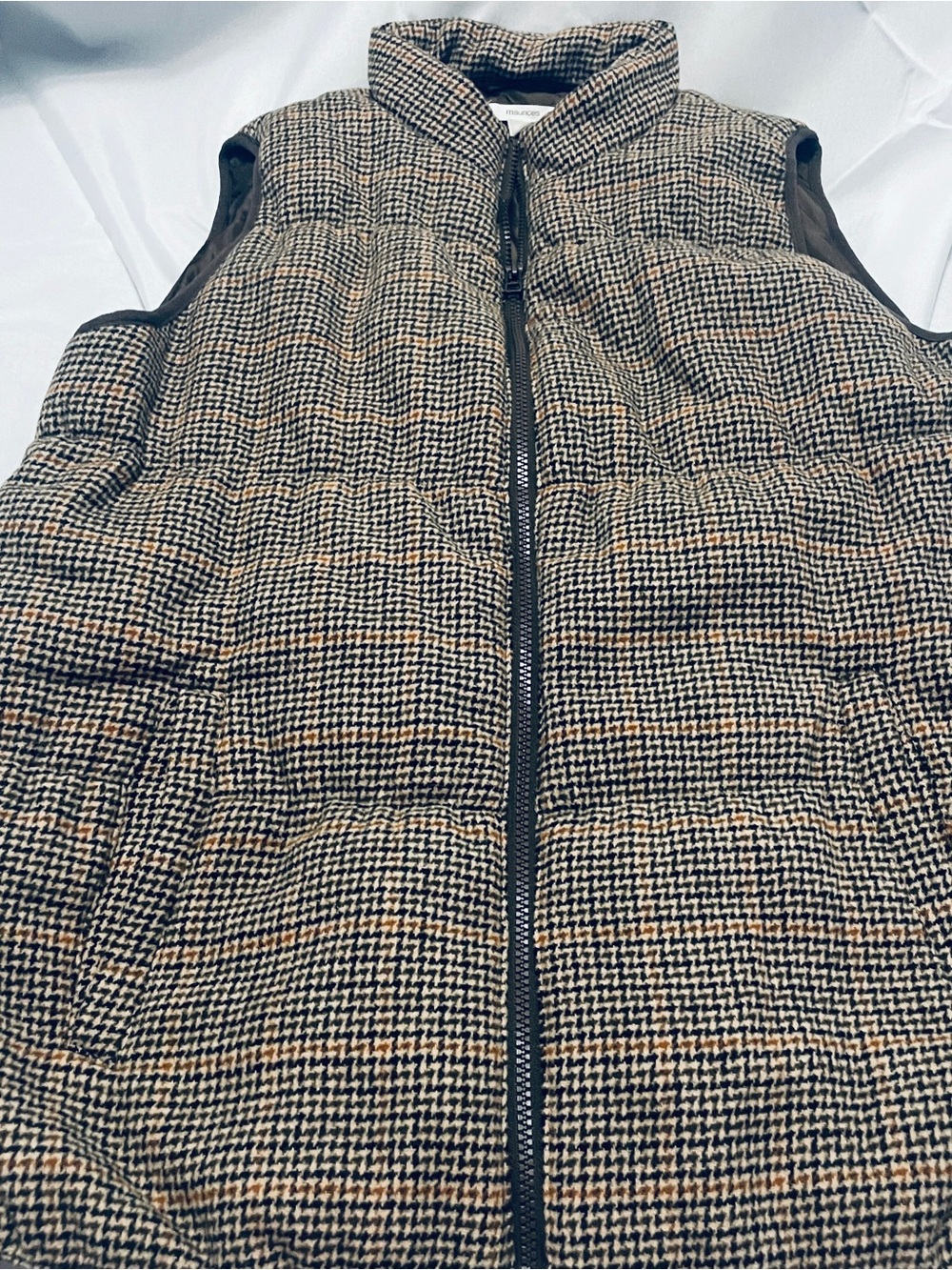 Maurices Houndstooth Puffer Vest in Black, Brown, Cream